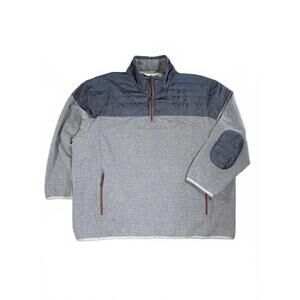 Orvis Men's Quarter-Zip Hybrid Pullover Sweater W Quilted Yoke Elbow Patches XXL